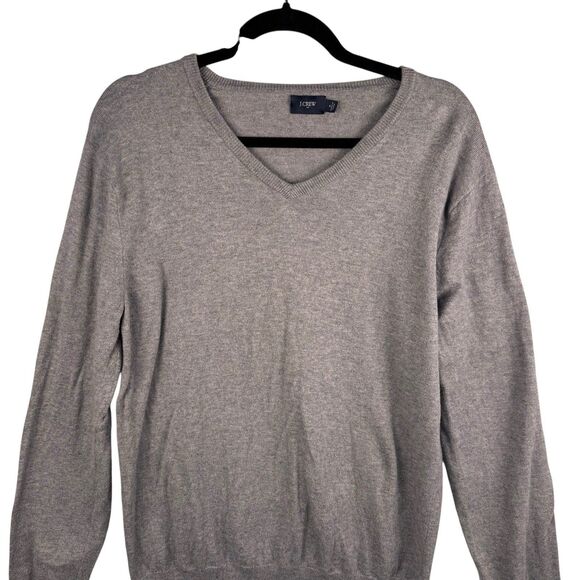 J. Crew Sweater Mens Medium V-Neck Pullover Cotton Merino Wool Blend Gray Preppy - Picture 5 of 10